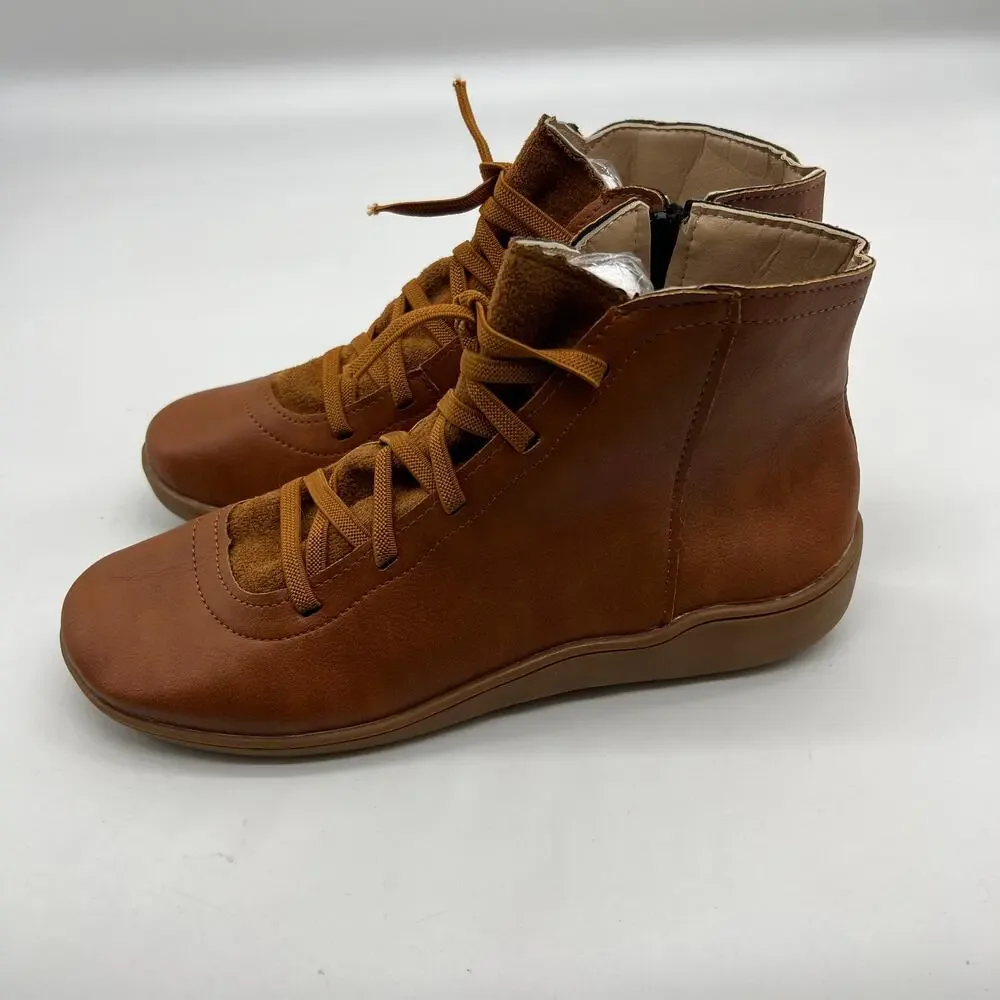 Ankle Boots Round Toe Casual Comfortable Lightweight Side Zipper Size 7US/ 38CN